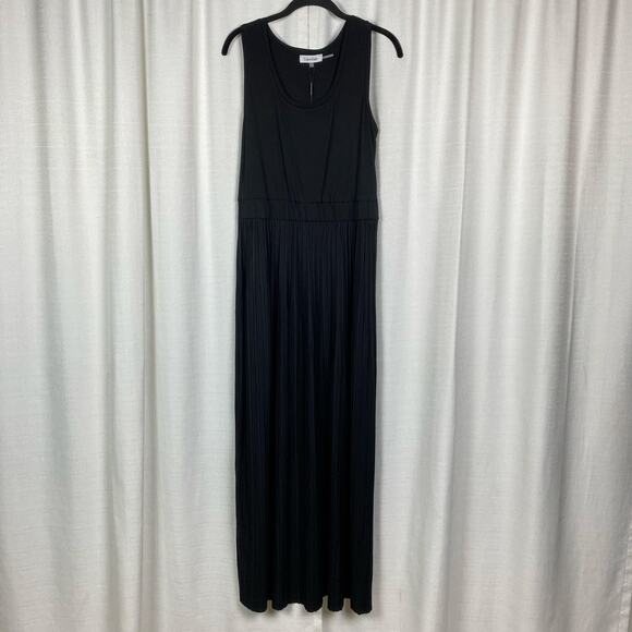 Calvin Klein Black Knit Pleated Maxi Dress Sz.M NWT - Picture 1 of 10